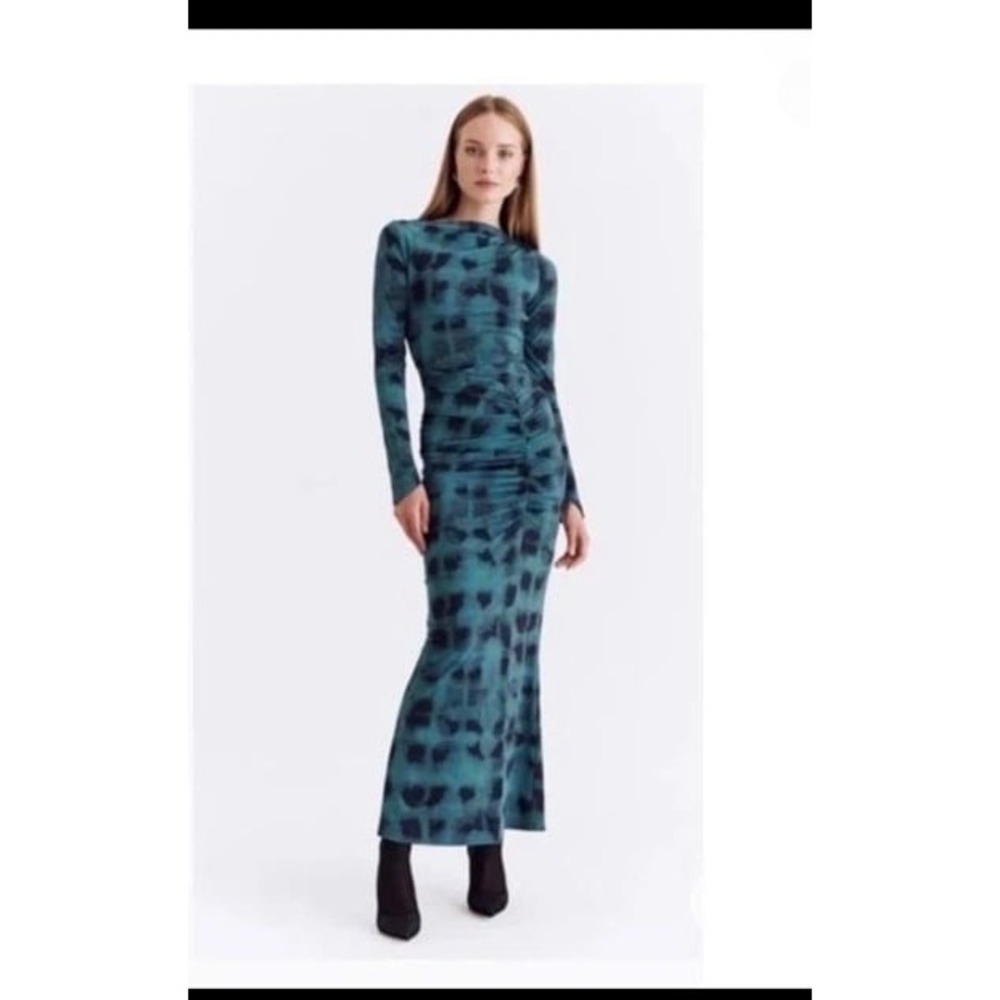 Suboo Shibori Long Sleeve Rouched Maxi Dress Size Large